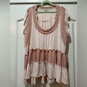 POL Blush and Cream Textured Blouse